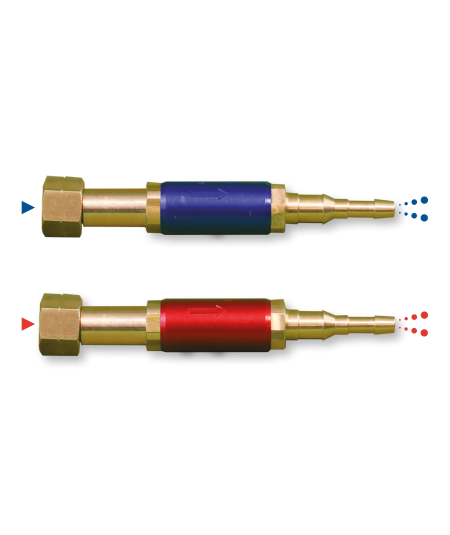 Paire de clapets anti-retour stop feu oxygène / propane écrous 16x150 pour manodétendeur