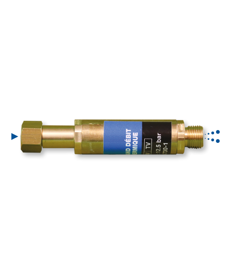 Clapet anti-retour stop feu grand débit avec arrêt thermique pour manodétendeur sortie 20x150