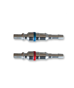 Paire de raccords rapides mâles Oxygène / Gaz pour tuyau sortie douille Ø6.3x12 / 10x17