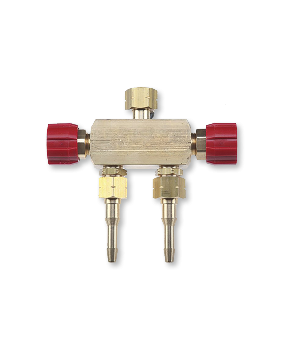 Raccord double liaison répartiteur de gaz avec robinets pour manodétendeur sortie 16x150