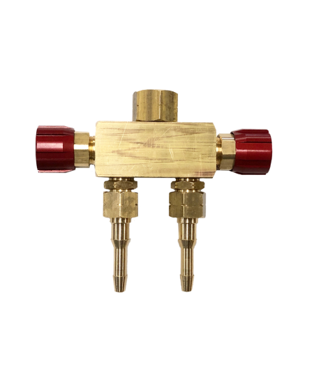 Raccord double liaison répartiteur de gaz avec robinets pour manodétendeur sortie 20x150
