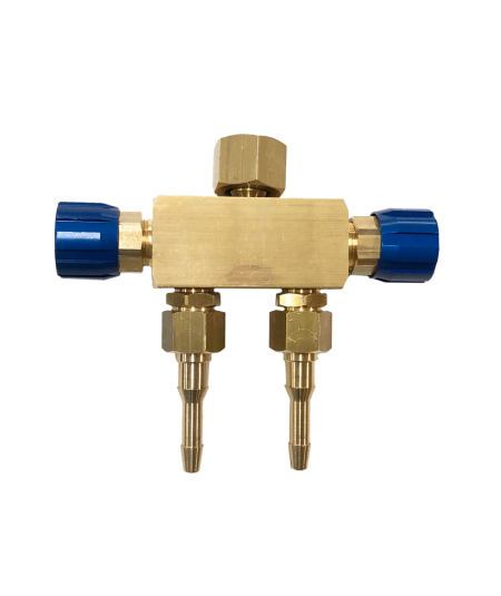 Raccord double liaison répartiteur de gaz avec robinets pour manodétendeur sortie 20x150