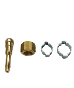 Ecrou 16x150 droit + 1 douille pour tuyau Ø6.3x12 et Ø10x17 + 2 colliers à sertir en inox