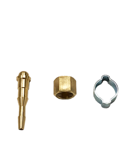 Ecrou 12x100 droit + 1 douille pour tuyau Ø6.3x12 + 1 collier à sertir en inox