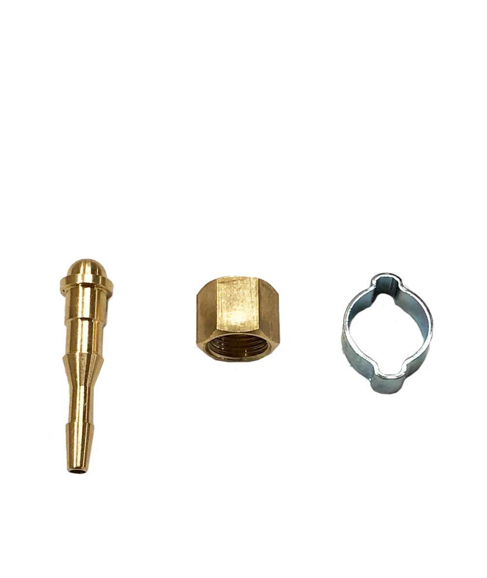 Ecrou 12x100 droit + 1 douille pour tuyau Ø6.3x12 + 1 collier à sertir en inox