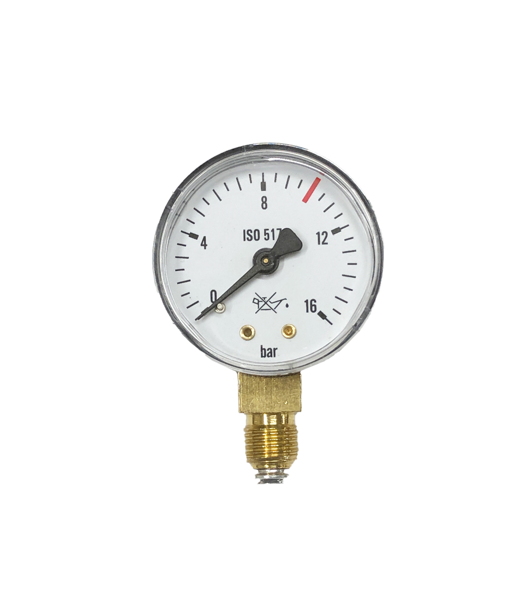 Manomètre 16 bars diamètre 50mm pour manodétendeur oxygène, azote et hydrogène