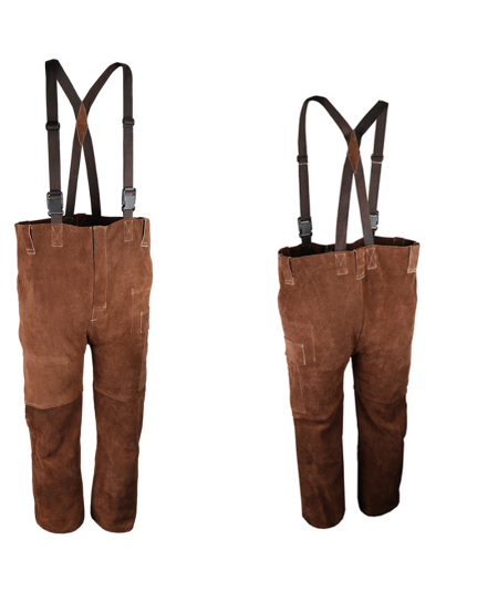 Pantalon de soudeur en croûte de cuir bovin marron