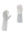 Paire de gants de soudeur fleur et croûte bovin blanc