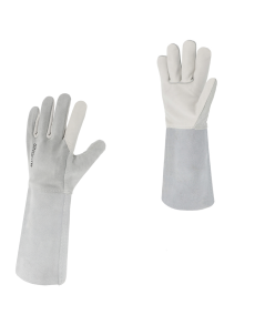 Paire de gants de soudeur fleur et croûte bovin blanc