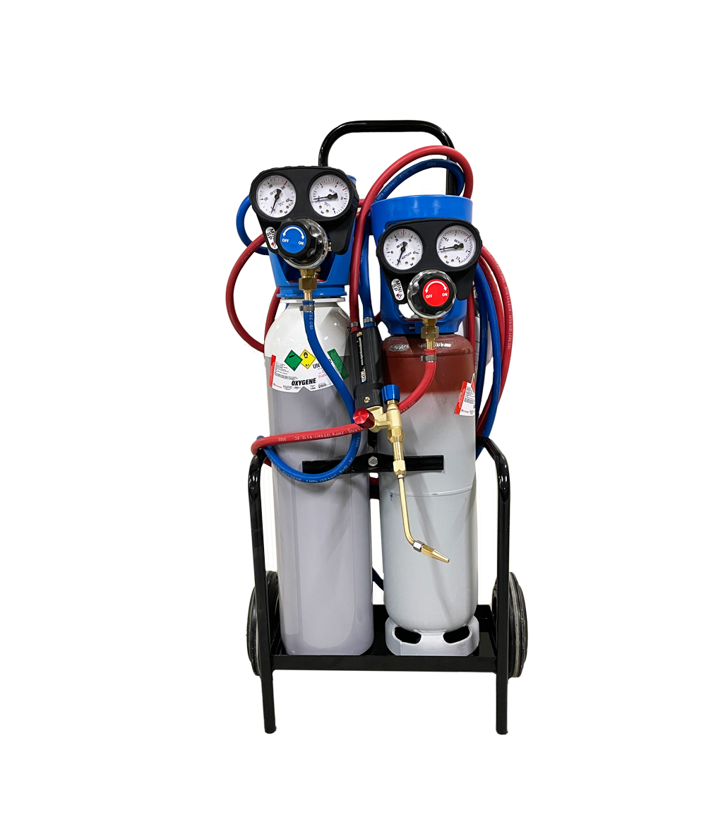 Poste de soudage Oxygène / Acétylène avec chalumeau soudeur à sécurité intégrée type "Oxyflam"