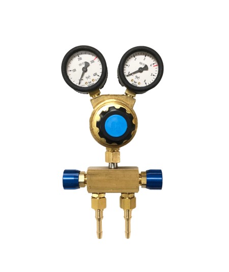 Raccord double liaison répartiteur de gaz avec robinets pour manodétendeur sortie 16x150