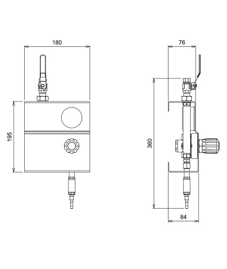 Tableau mural seconde détente de gaz Argon / CO2 Eole débilitre 0 à 20 ou 38L/Min