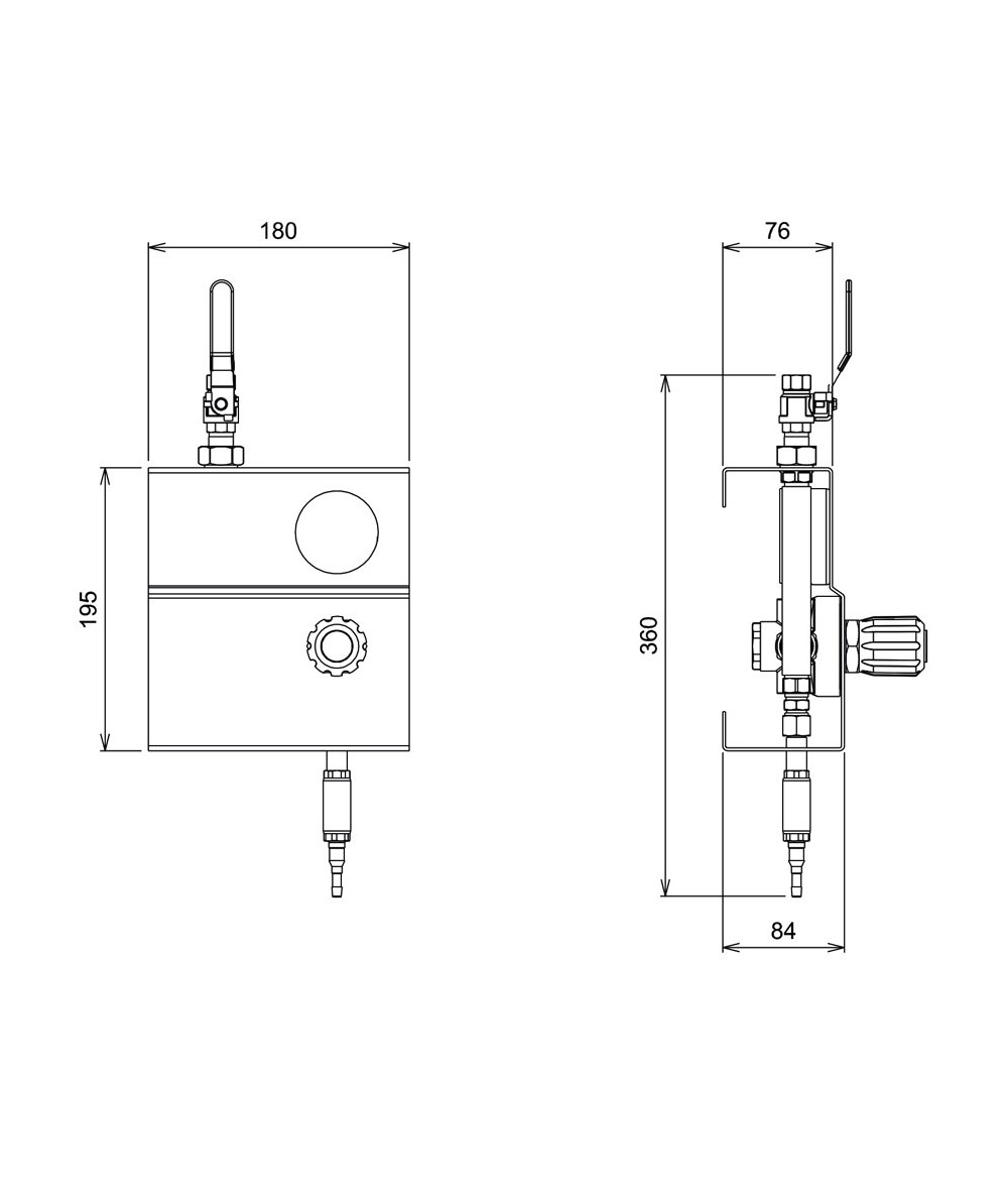 Tableau mural seconde détente de gaz Argon / CO2 Eole débilitre 0 à 20 ou 38L/Min