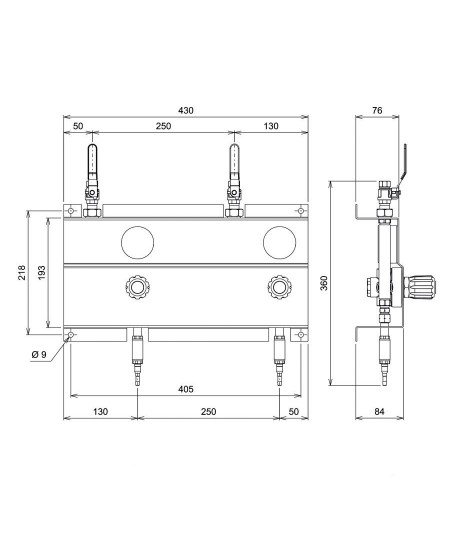 Tableau mural Eole seconde détente de gaz oxygène 16 bars et acétylène 2.5 bars
