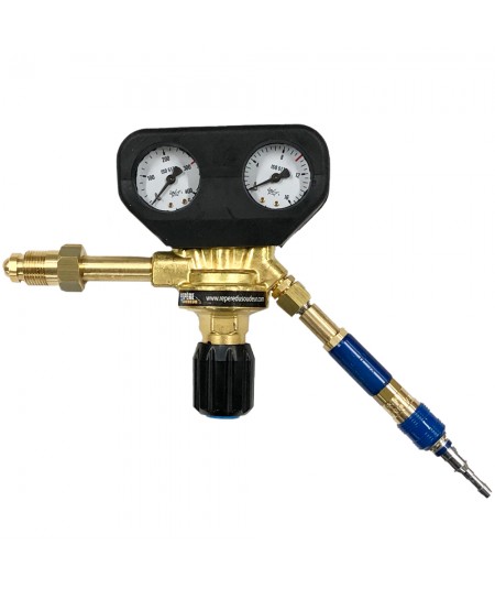 Paire de raccords rapides avec anti retour de flamme Oxygène / Gaz pour manodétendeurs sorties écrous 16x150