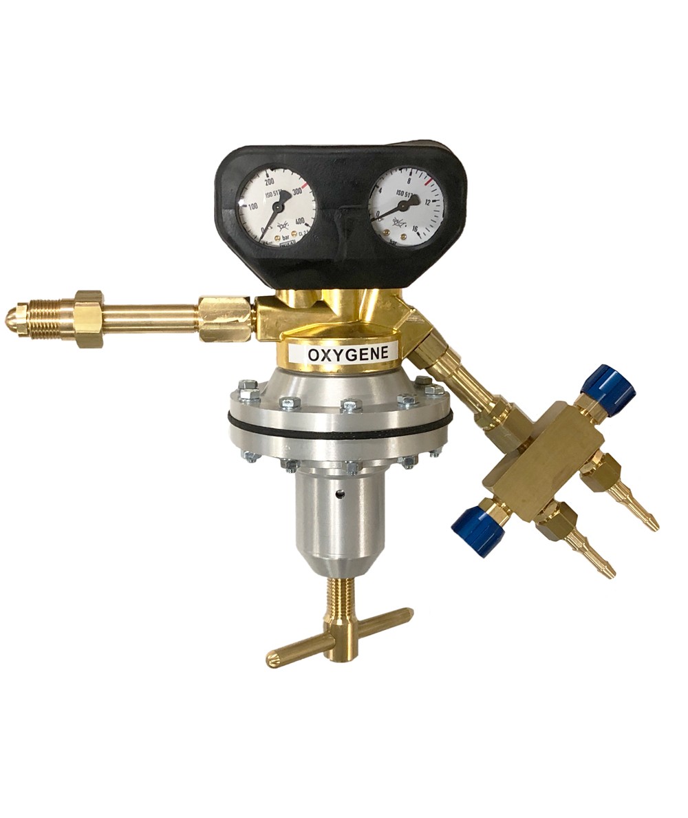 Raccord double liaison répartiteur de gaz avec robinets pour manodétendeur sortie 20x150