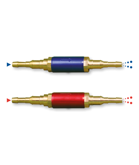 Paire de clapets anti-retour stop feu Oxygène/Propane pour tuyaux Ø6.3x12 / 10x17
