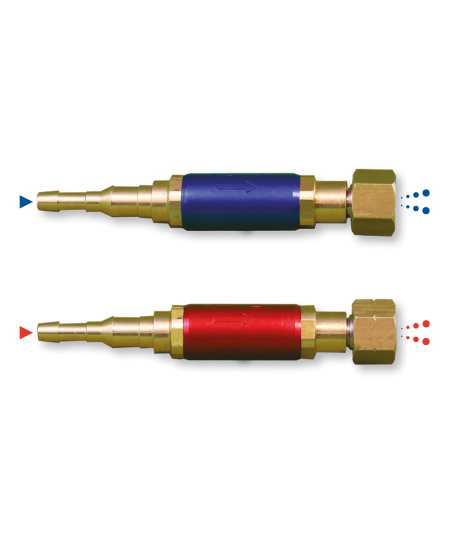 Paire de clapets anti-retour stop feu oxygène / acétylène pour chalumeau soudeur Eclair 1 et coupeur Foudre HP et BP