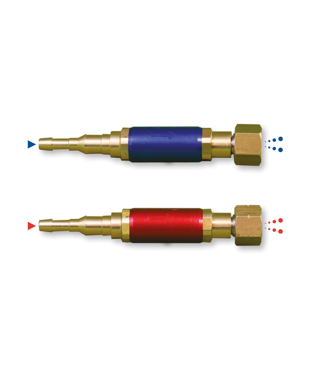 Paire de clapets anti-retour stop feu oxygène / acétylène pour chalumeau soudeur Eclair 1 et coupeur Foudre HP et BP