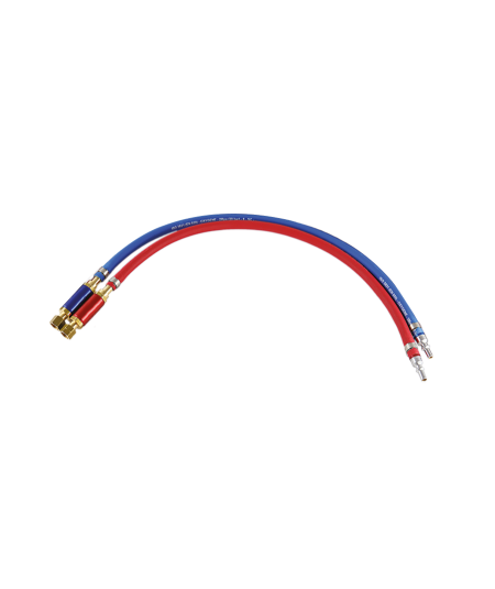 Paire de manchettes tuyaux soudage ø6,3x12 Oxygène / Gaz pour chalumeaux avec clapets anti retour de flamme