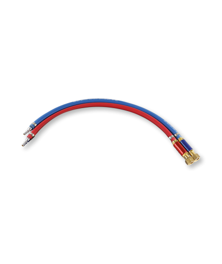 Paire de manchettes tuyaux soudage ø10x17 Oxygène / Gaz pour chalumeaux avec clapets anti retour de flamme