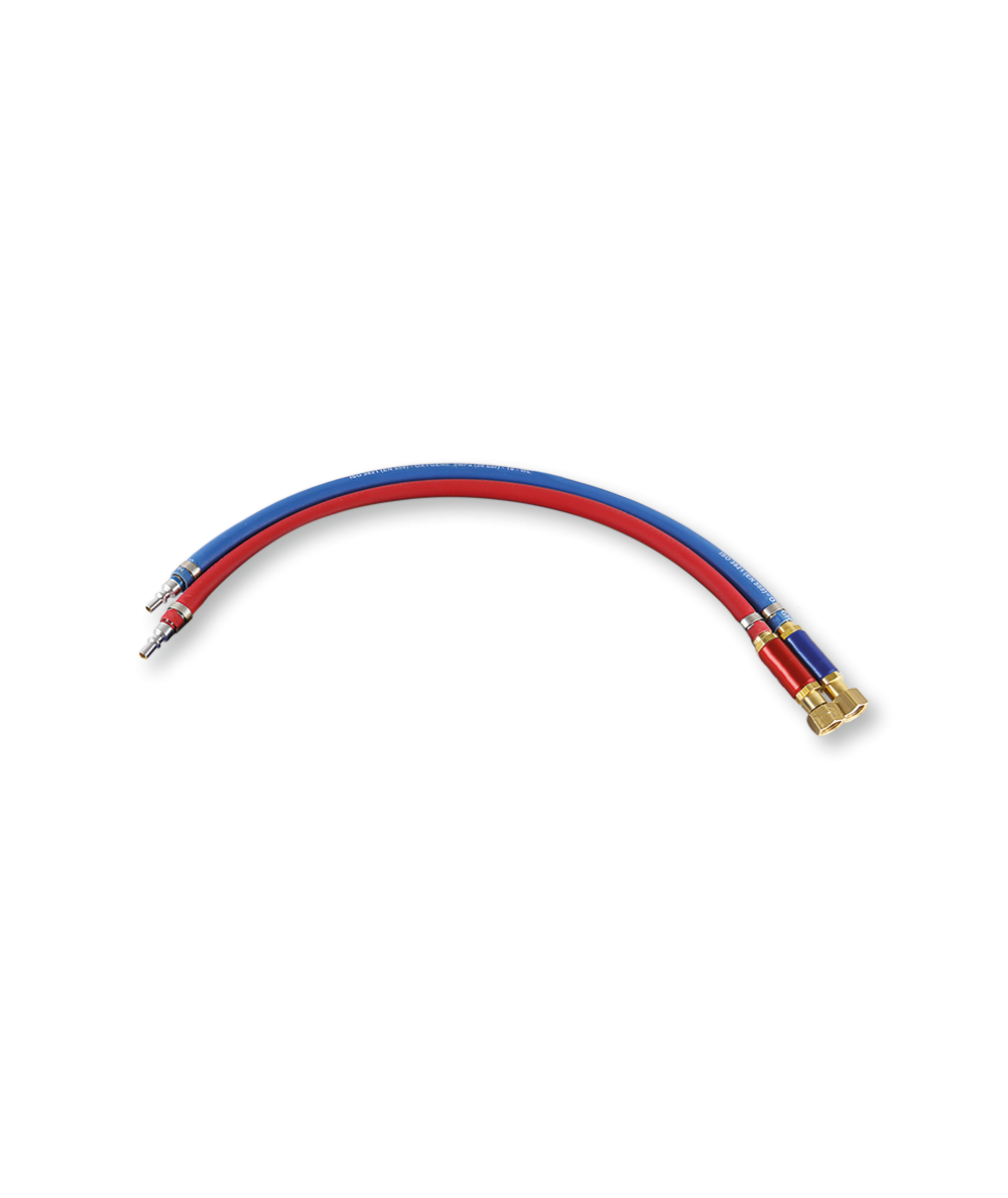 Paire de manchettes tuyaux soudage ø10x17 Oxygène / Gaz pour chalumeaux avec clapets anti retour de flamme